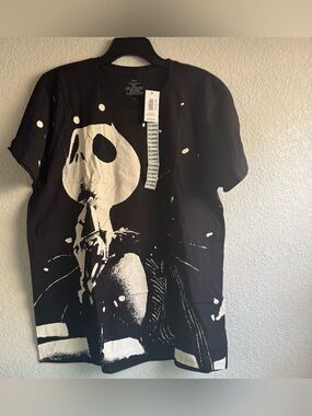 Jack Skellington Graphic Black Tee with White Print Nightmare Before Christmas